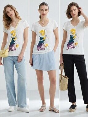 Juicy Couture White V Neck Tshirt Size S